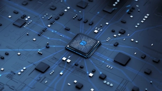CPU chipset central processor unit and electric print circuit board with data traffic.