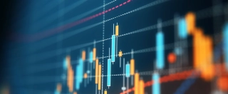 A financial data analysis graph. Selective focus. Horizontal composition with copy space.