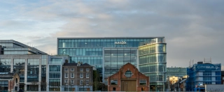 A view of the Hubspot office and other buildings in Dublin, Ireland.