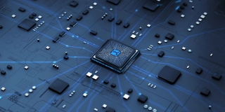CPU chipset central processor unit and electric print circuit board with data traffic.